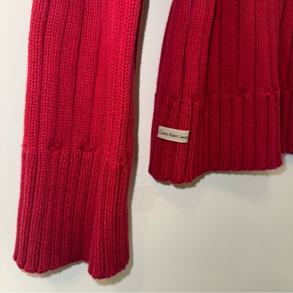 100% cotton Y2K Calvin Klein jeans Red quarter Zip Sweater - Picture 8 of 12